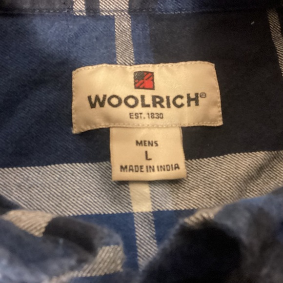 Men’s Woolrich Blue and Black Flannel shirt size Large - Picture 7 of 9